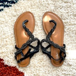 Black sandals with rhinestones size 6.5 gently used